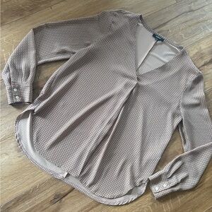 Tan blouse with black pattern